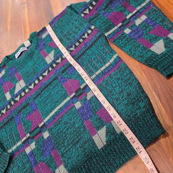 Vintage Men's Geometric Pattern Sweater - Cosby 80's 90's Grandpa Medium - Picture 3 of 6